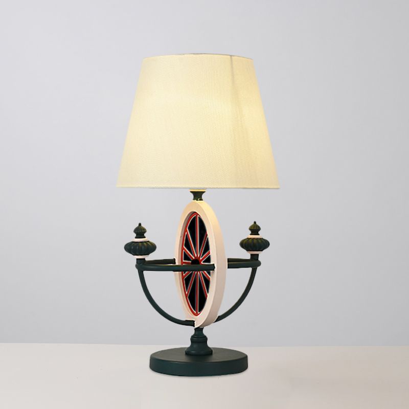 Schwarz/Blau -Barrel -Nachttisch leichter nordischer Stil 1 Kopfstoffschreibtisch Lampe mit Ruderbasis Design