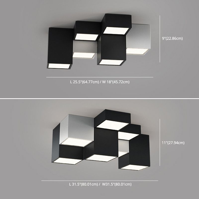 Geometric Rectangular Combination LED Flush Mount Light Modern Minimalist Multi-Lights Ceiling Lamp for Bedroom Living Room