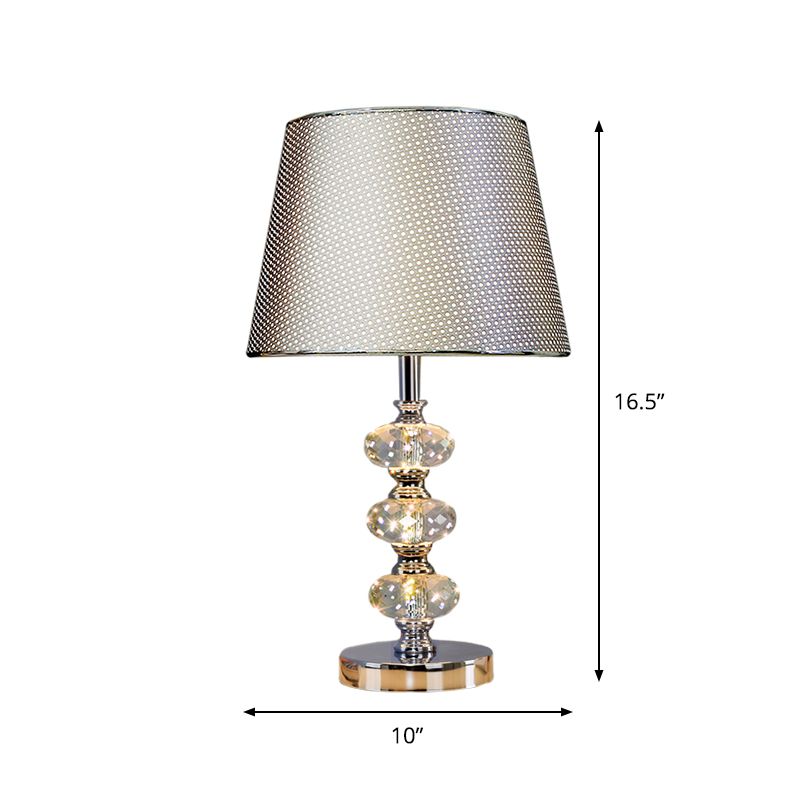 Stof cilindrische schaduw bestudeer licht eigentijdse 1 kop nachtkastje verlichting in zilver/beige/koffie met kristallen lamppost