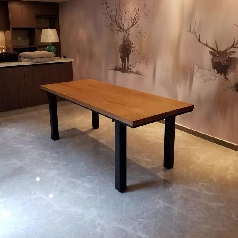 Rectangle 4 Legs Dining Table Industrial Pine Wood Table for Dining Room