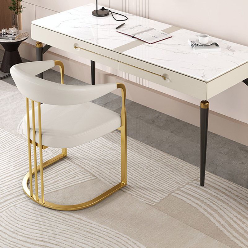 Glam Style Side Chair Metal Slat Back Dining Room Chair for Indoor