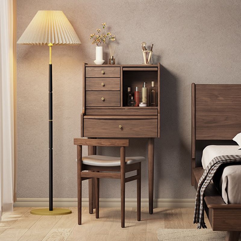 Traditional Wooden Makeup Vanity Desk Table with Stool for Bedroom
