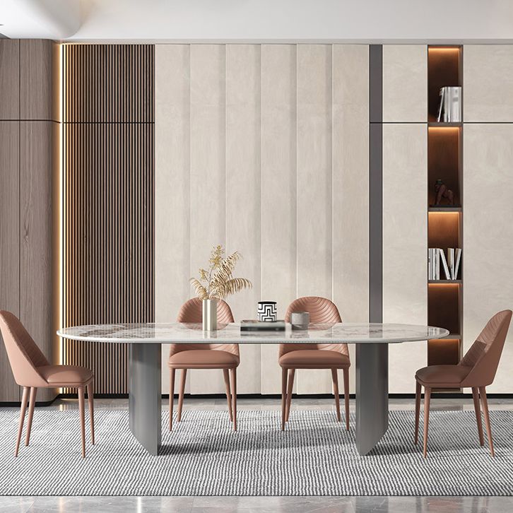 Metalen traditionele luxe ovale tafel Gesinterde stenen tafel voor eetkamer