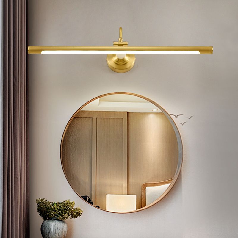 Linear Metal Wall Sconce Modern Style 1 Light Mirror Wall Mount Light Fixture in Brass