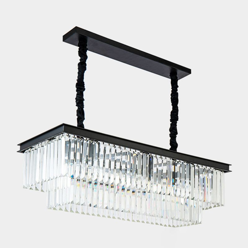 Rectángulo Crystal Island Pense lineal Luces de araña de la isla de la sala de estar moderna