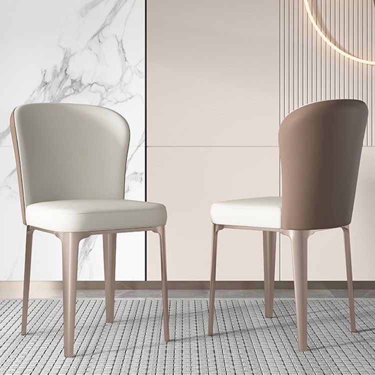 Silla sin brazos de comedor de cuero Glam, silla Parsons de comedor de metal para uso doméstico