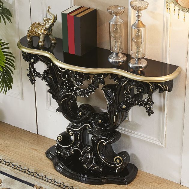 Free Form Shape Console Table Black/White/Gold Stone Console Sofa Table