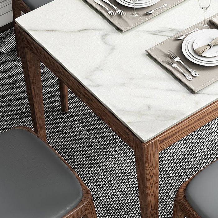 Mesa rectangular con tapa de piedra sinterizada en mesa moderna medieval blanca con 4 patas