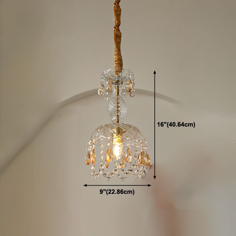 Moderner Stil einzigartiger Schatten hängend hängendes Glas 1 hängende Lampe mit Kristall