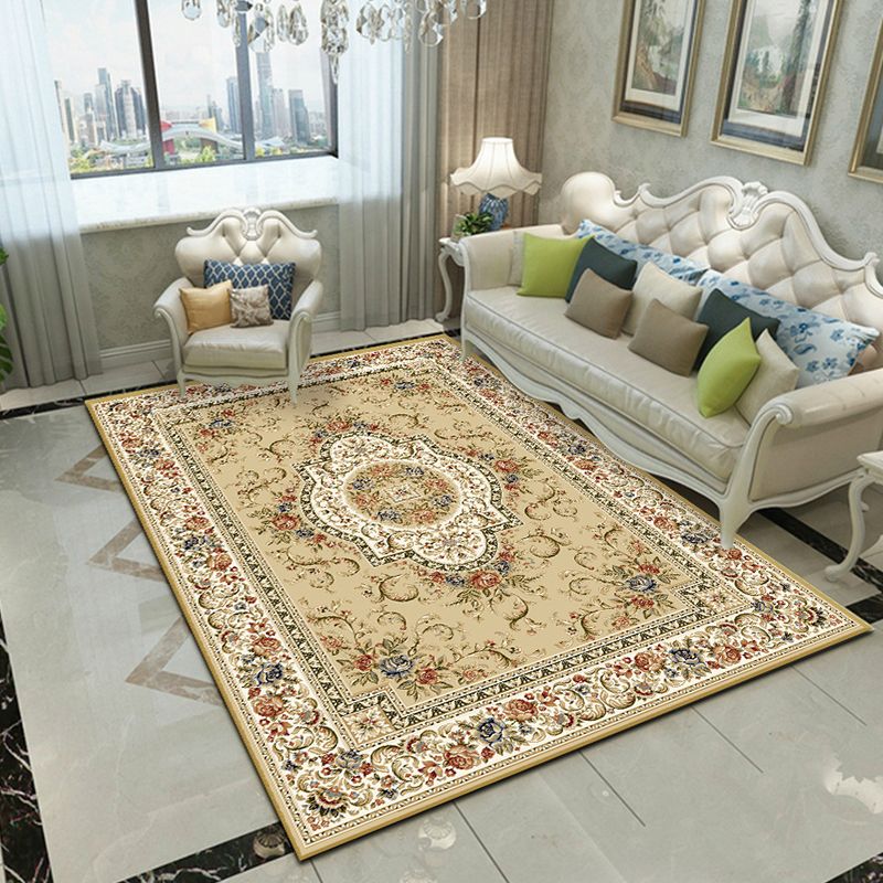 Glam Floral Swirls Rug Multicolor Victorian Rug Synthetics Pet Friendly Non-Slip Stain Resistant Rug for Home