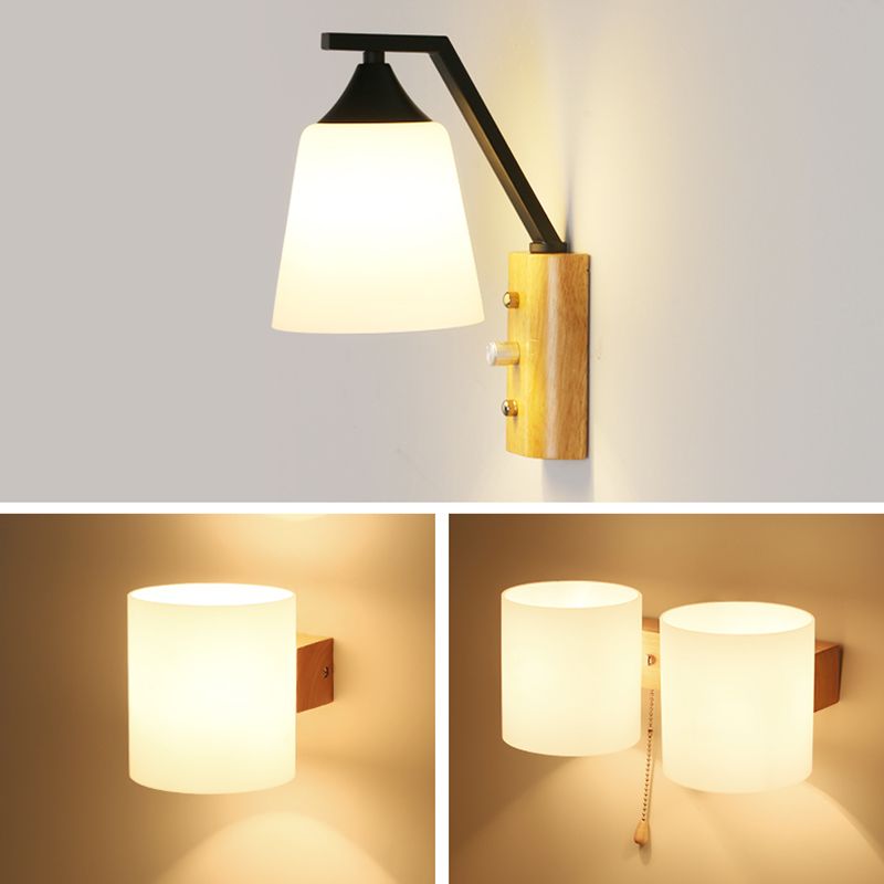 Wandleuchter japanischer minimalistischer Stil Glas 1 leichte Leuchten für Wohnzimmer Schlafzimmer