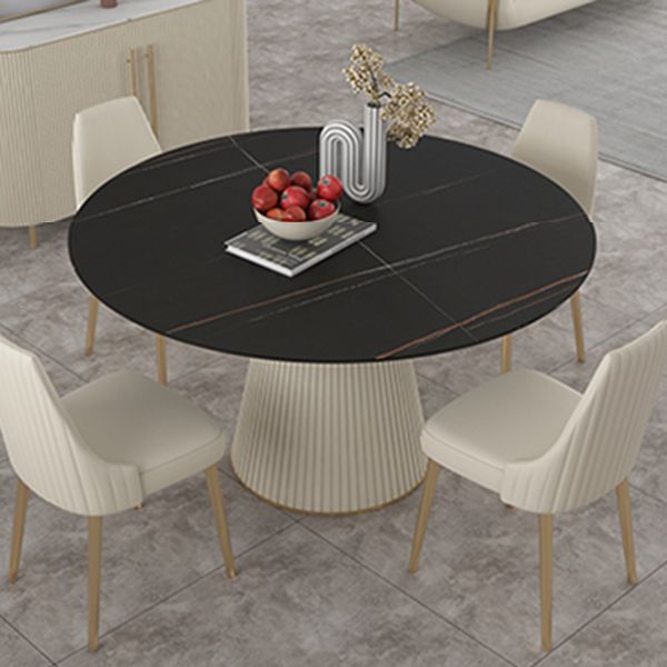 Modern Round Dining Table Stone Top Table with Pedestal Base