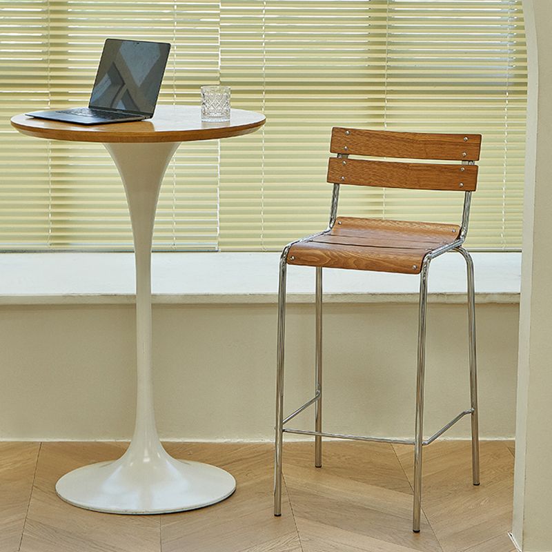 Modern Style Counter Stool Wood Low Back Barstool with Footrest