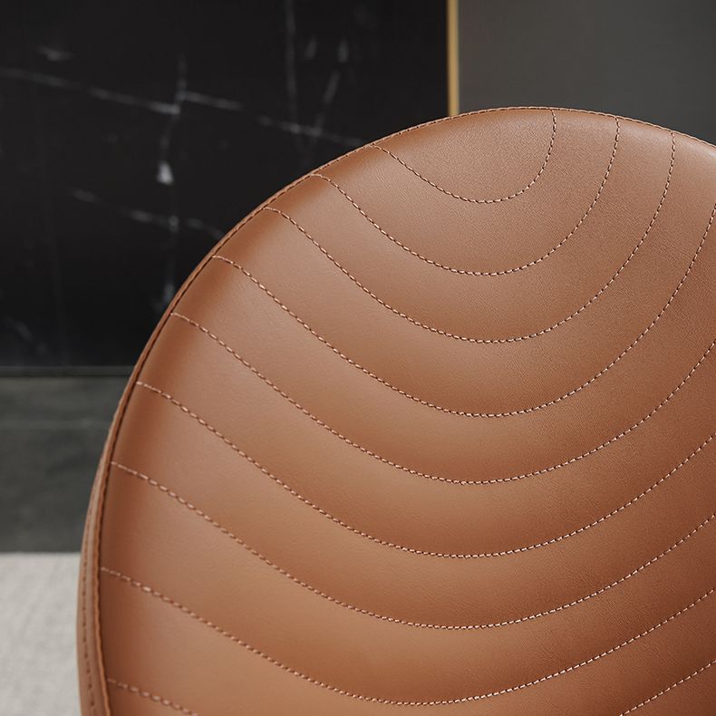 Moderne PU lederen eetkamerstoel Armless Metal Dining Chair voor thuisgebruik (set van 2)