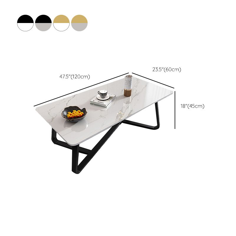 Glam Rectangle Cocktail Table Single Stone Coffee Cocktail Table