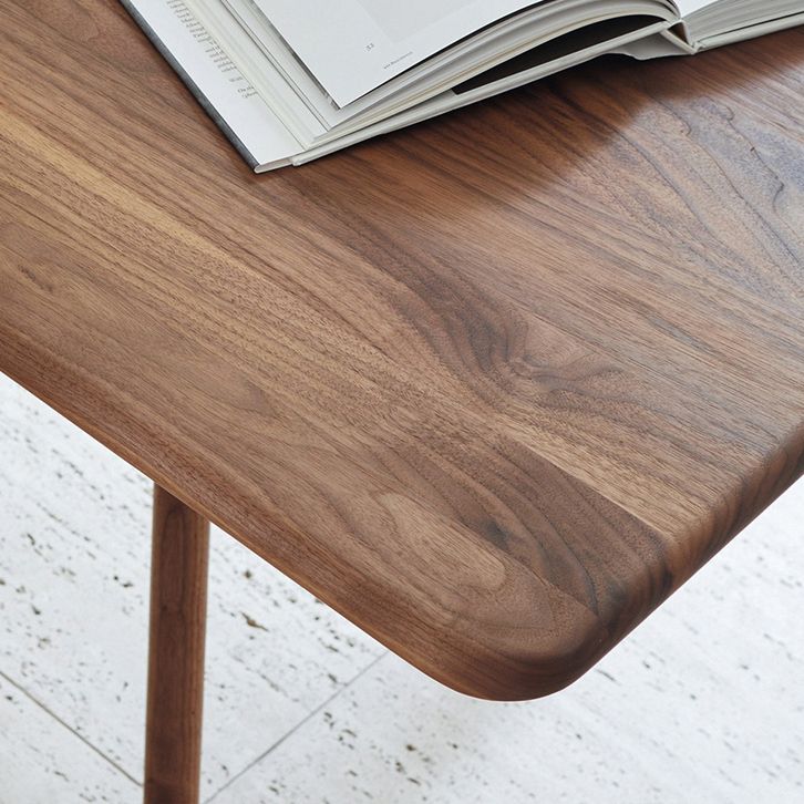 Rectangle Shape 4 Legs Minimalist Table Wood Color Fixed Table of Solid Wood