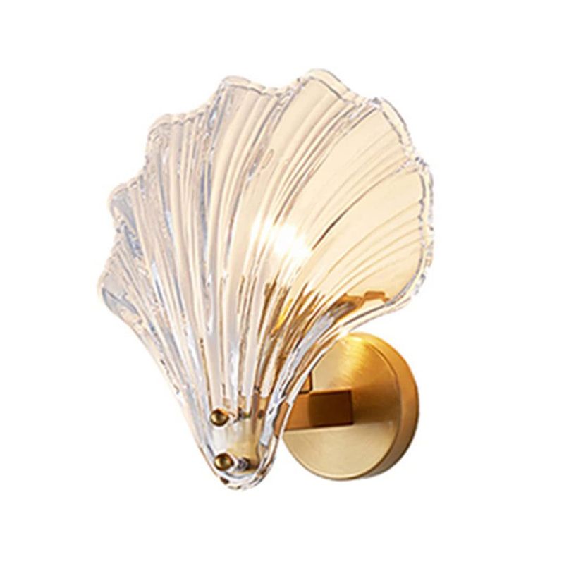 Shell Shape Wall Lamp Modern Style Glass 1 Light Wall Light in Clear