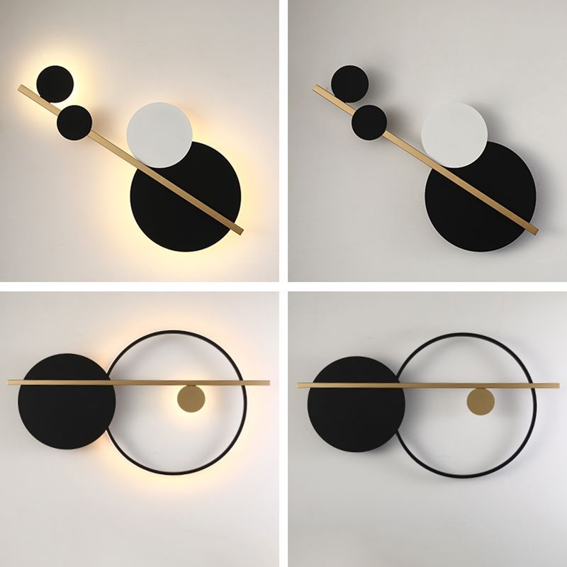 Circular Wall Sconce Nordic Minimalist Style Iron 2 Lights Sconces