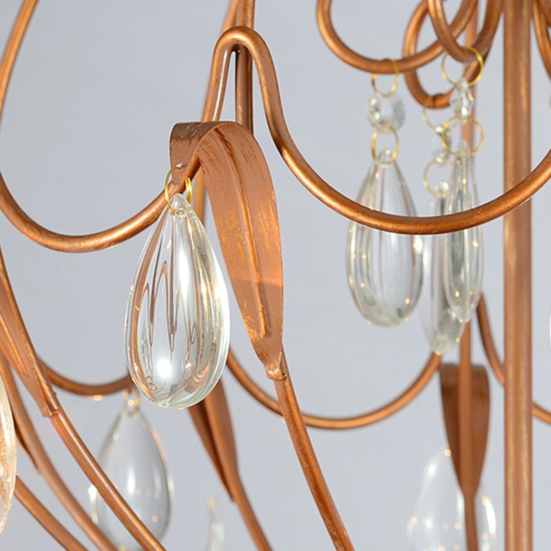 Brass 5/6 Lights Chandelier Light Fixture Traditional Metal and Crystal Candle Pendant Lamp for Dining Room