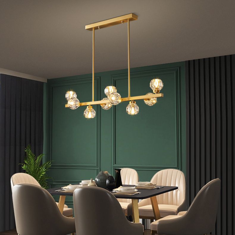 Modern Chandelier Bubble with Shape Island Lights Crystal And Metal Island Lamps in Gold