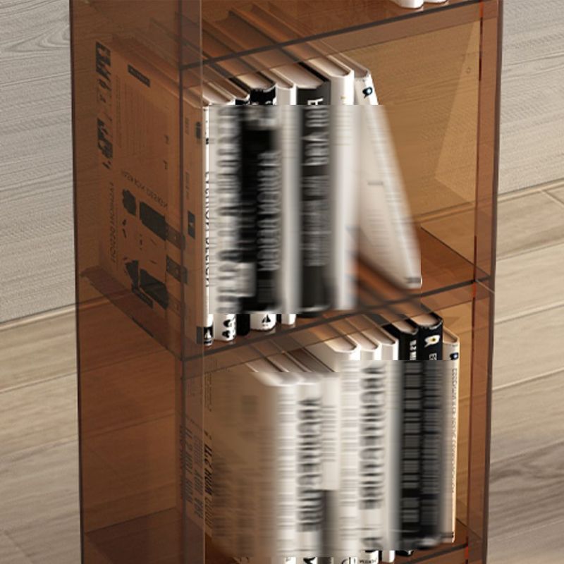 Glam Style Acrylic Standard Bookcase Vertical Closed Back Bookshelf
