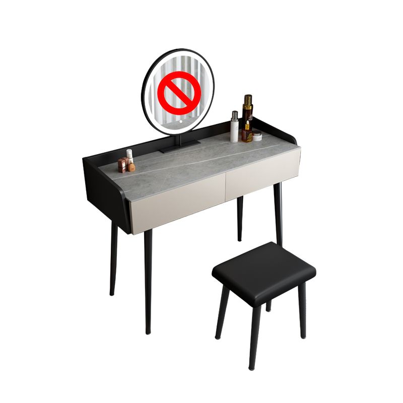 Contemporary Stone Makeup Dressing Table 2-Drawer Vanity Table Set