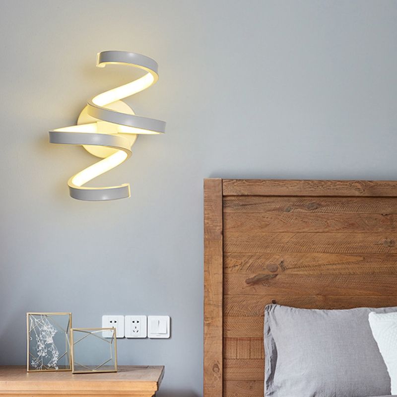 Curve Wall Lamp Minimalist Metal LED White Sconce Light Fixture for Bedroom