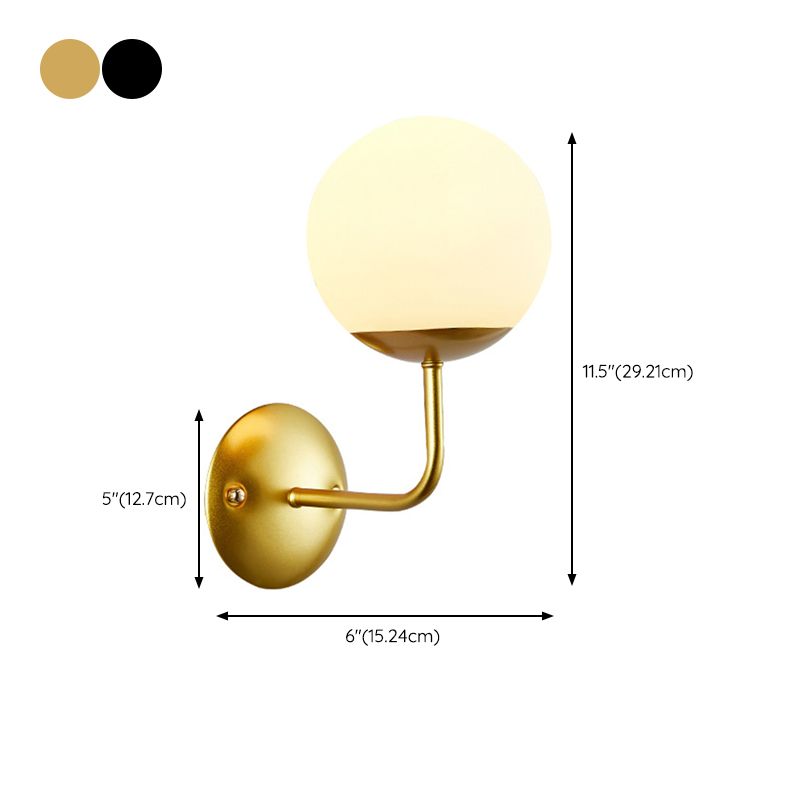 Metal Industrial Wall Sconce Ball Shape Wall Light with Glass Shade for Living Room