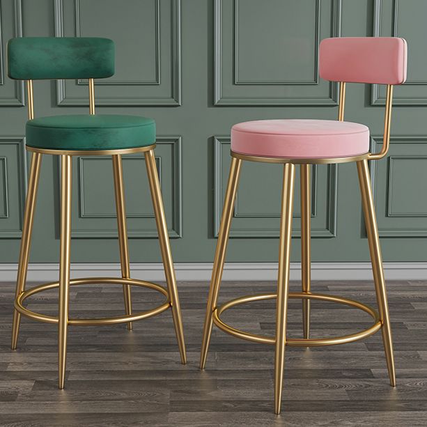 Nordic Low Back Bar Stool Round Counter Bar Stool with Metal Legs