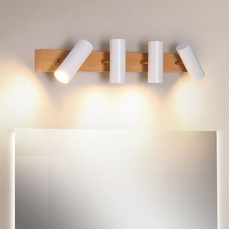 Multi Light Strip Vanity Light Modern Style Mirror Light with Wood for Bedroom