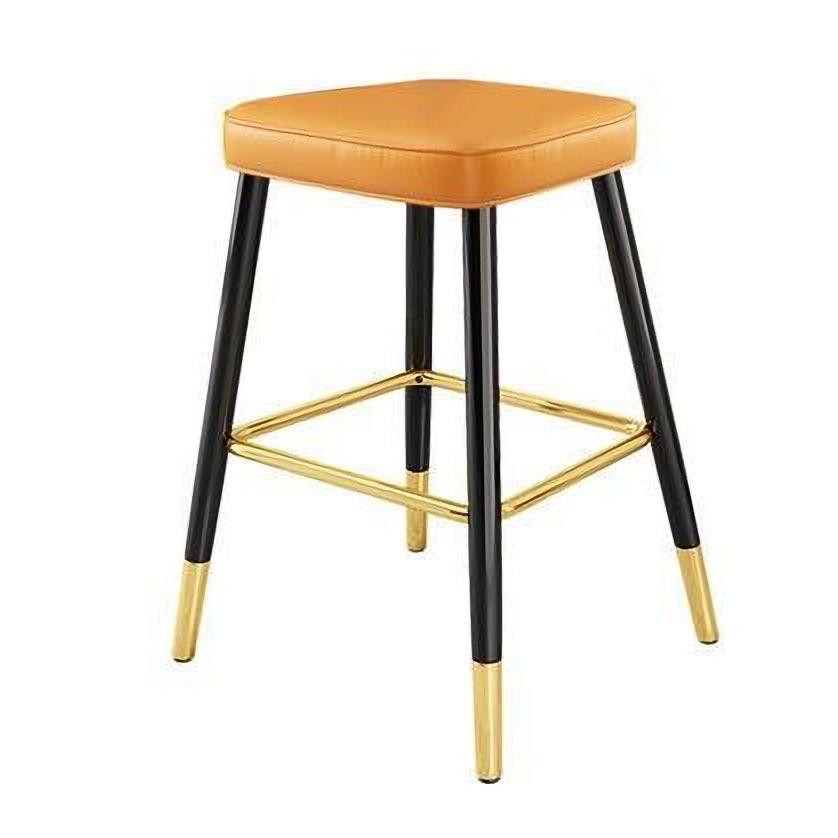 Scandinavian Style Armed Low Back Stools for Home Leather Counter Stool