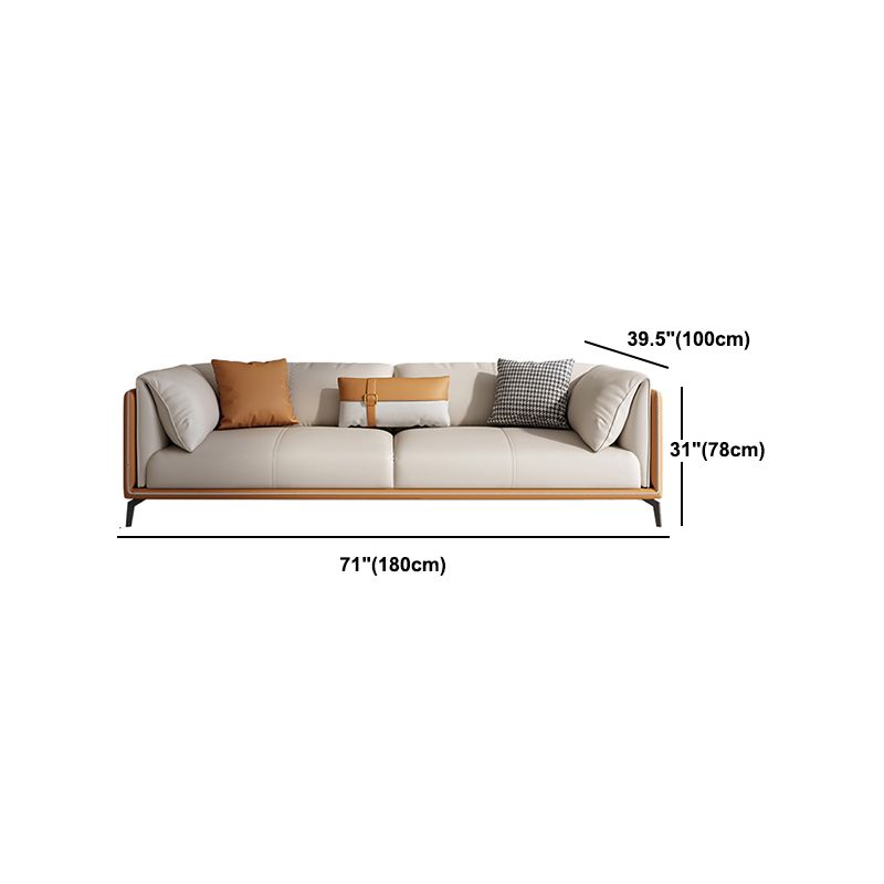 Contemporary Cushions Standard Pillow Top Arm Genuine Leather Sofa
