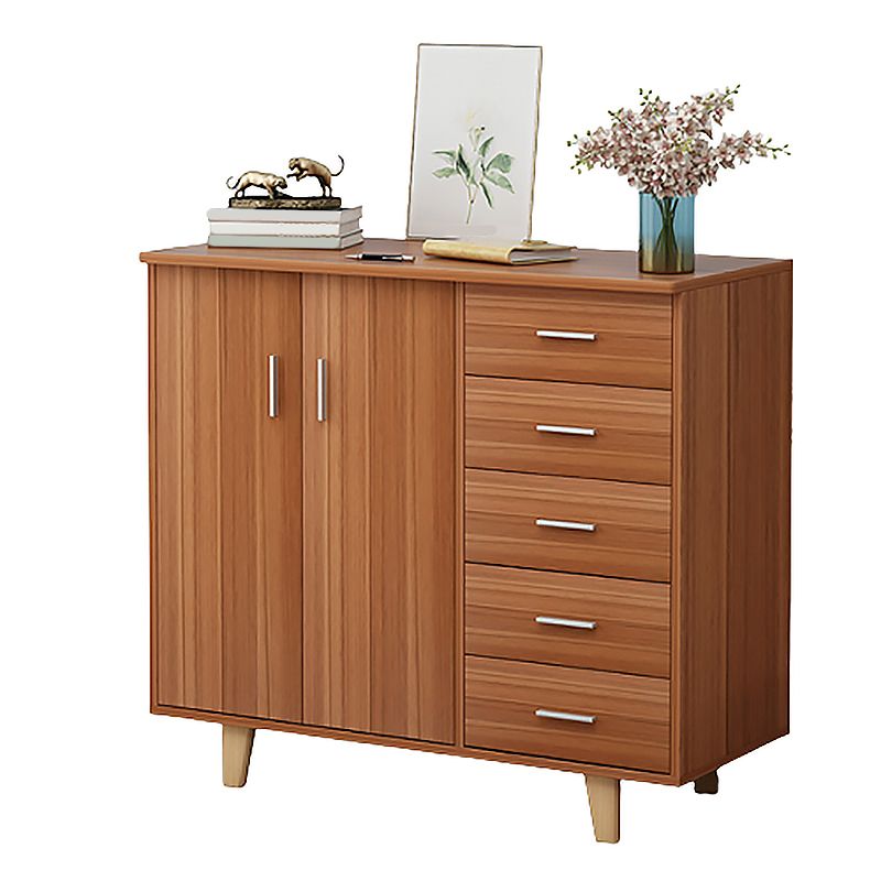Rectangle Wood Accent Cabinet with 5 Drawers and Straight Legs Side Cabinet