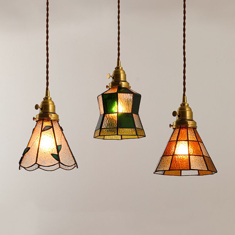 Gearceerde hanger verlichtingsarmatuur Tiffany -stijl gebrandschilderd glasvering hanglampje