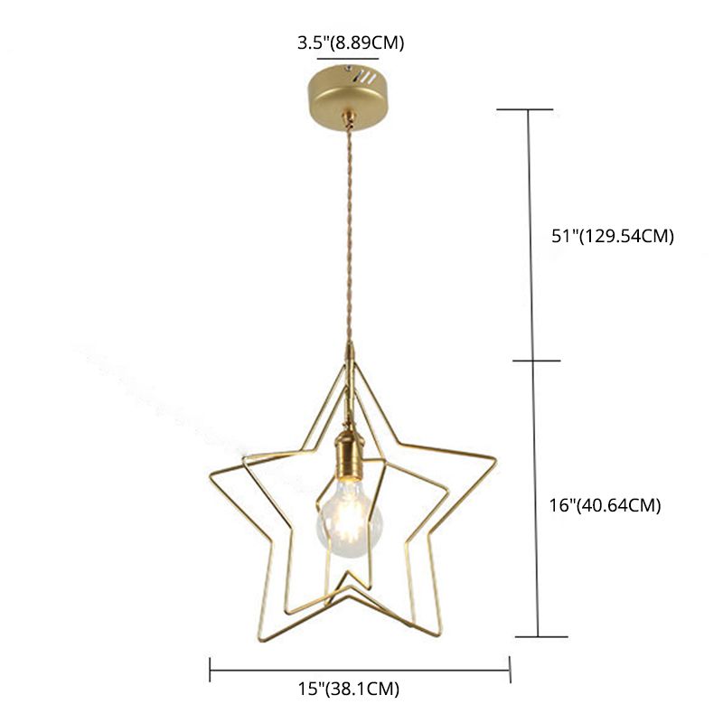 Metal 1 Light Pendant Light Nordic Simple Creative Star Cage Hanging Lamp for Living Room