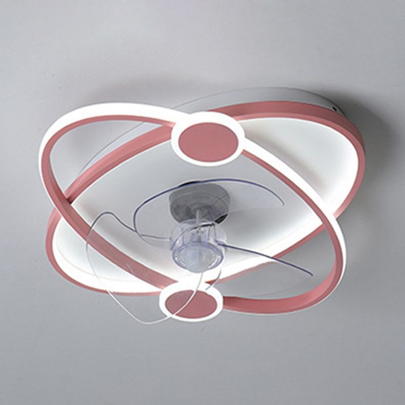 3-Blade LED Fan with Light Children Blue/Pink Ceiling Fan for Home
