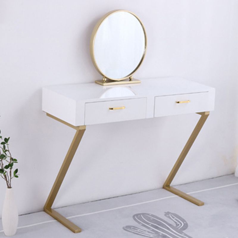 Glam Dresser with 2 Storage Drawers White Vanity Table for Bedroom