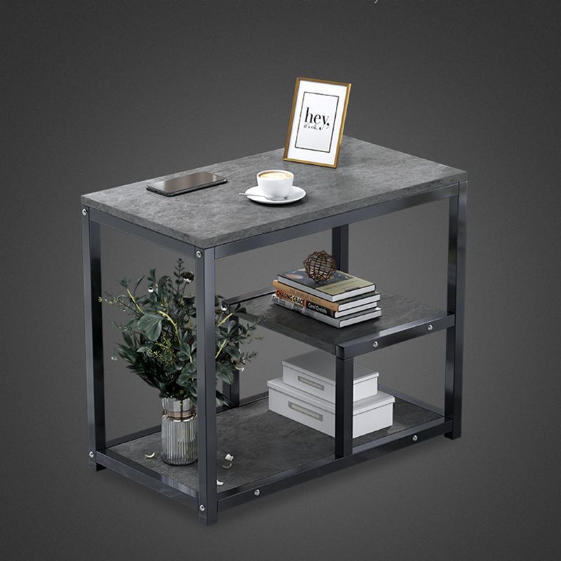 Industrial Rectangular Corner Table Metal Side End Snack Table