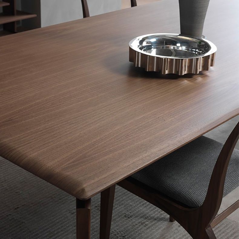 Modern Rectangular Dark Brown Wooden Dining Table with 4 Foot
