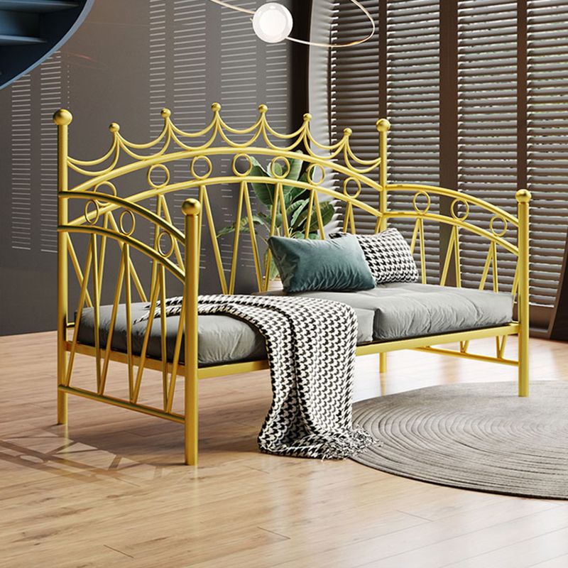 Glam Metal DayBed with Headboard 45.27" Tall Crown Themed Bed