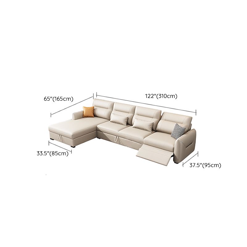 Scandinavian Futon Sofa Bed Square Arms with Storage Cushion Back Leather