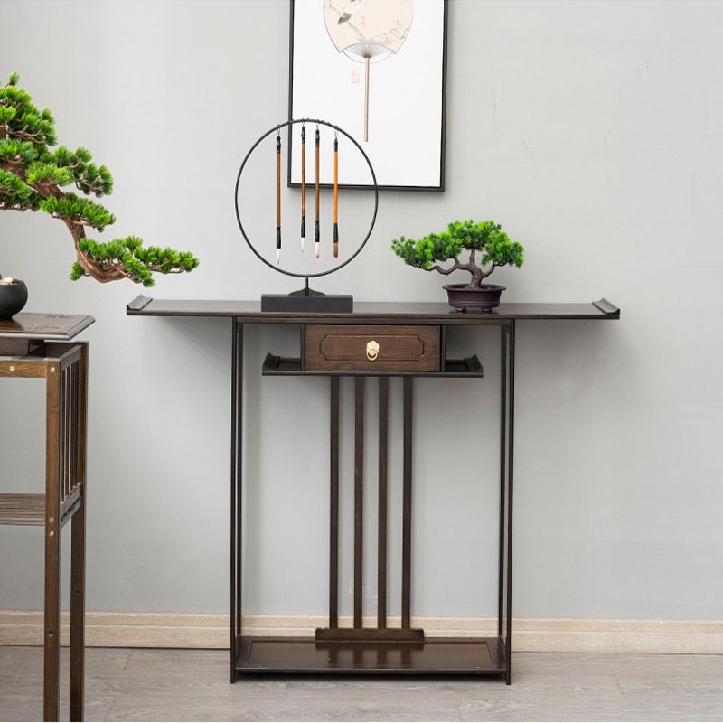 31"H Mid-Century Modern Console Table Single Drawer Sofa Table