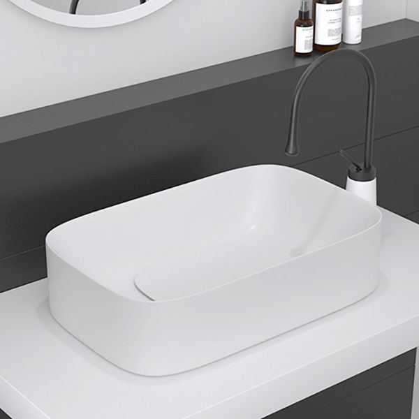 Modern Bathroom Sink Pop-Up Drain Porcelain Solid Color Sink (Faucet Not Included)