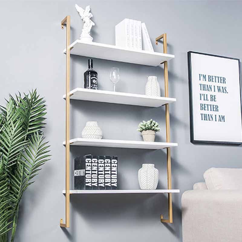 Contemporary Wall Unit Bookshelf with Iron Frame Manufactured Wood Shelf