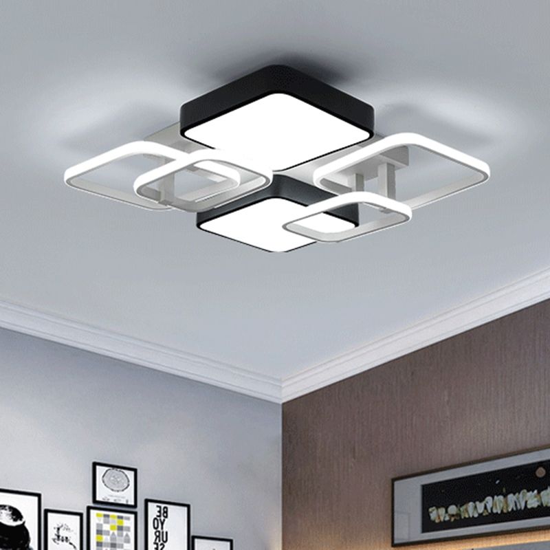 Acrylique carré plafond plafond monte à chasse moderne de 25,5 "/ 39" de large LED près du plafond de plafond en noir