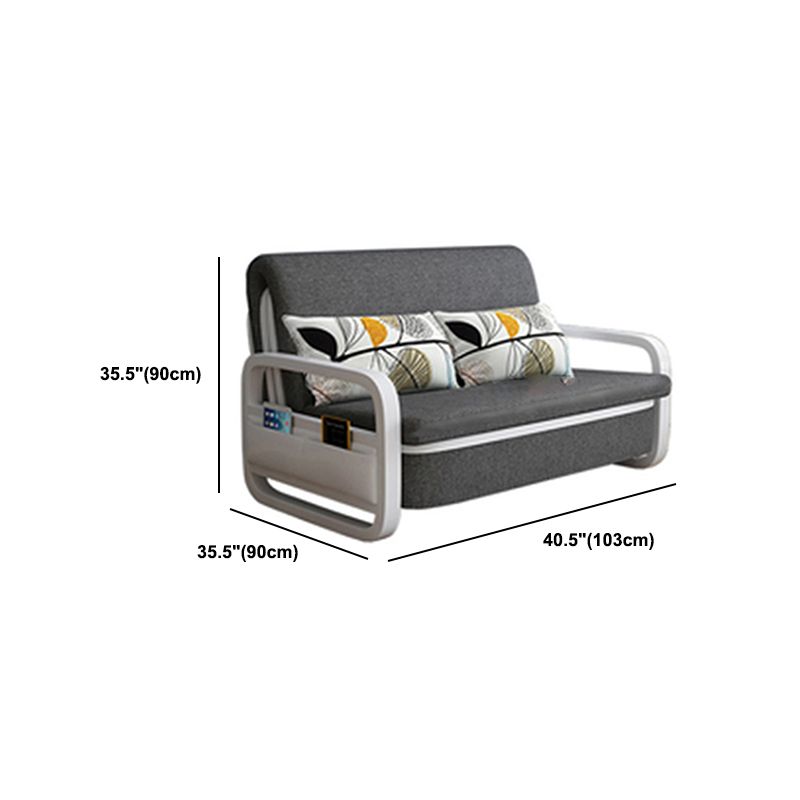 Contemporary Square Arm Convertible Cotton Blend Bed Sofa Couch in Grey