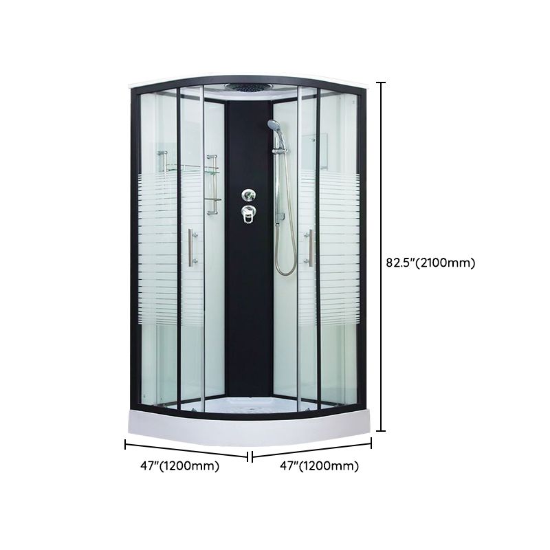 Framed Double Sliding Shower Kit Neo-Round Black Shower Stall