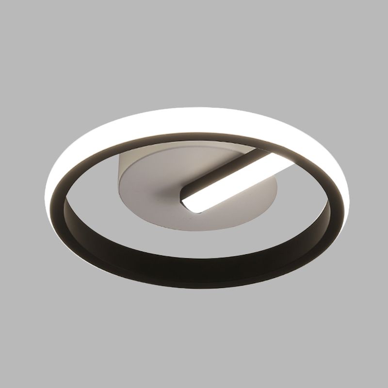 Acrylic Halo Ring Flush Light Fixture Simple LED Flushmount Lamp in Black for Corridor, White/Warm Light