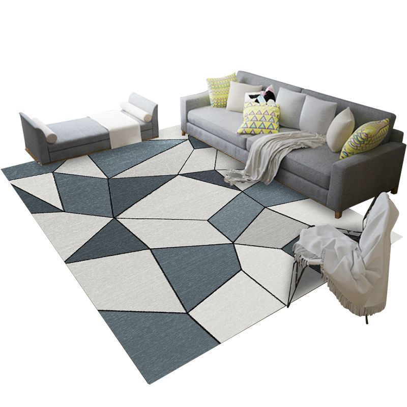 Modern Geometric Carpet Leisure Contrast Panel Area Rug Polyester Carpet with Non-Slip Backing