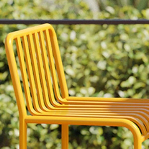 Modern Armless Backrest Counter Stool Iron Courtyard Bar Stool with Seat and Pedal